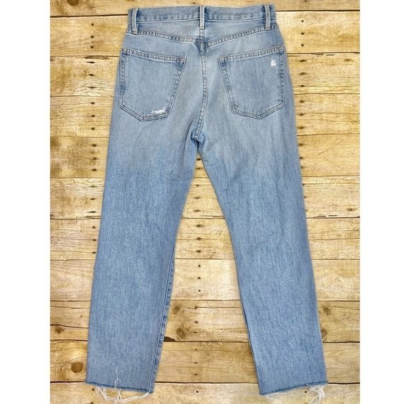FRAME Denim Le Original Harrah Distressed Straight Leg High Waist Cropped Jean - Picture 5 of 8